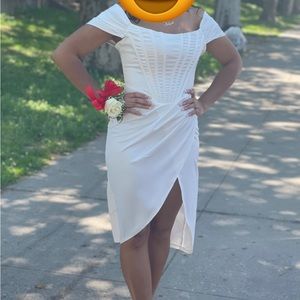 White dress can be worn to a wedding, elegant dinner or graduation